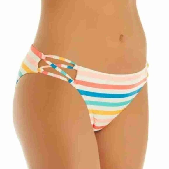 Hot Water Striped Strappy Hipster Swim Bottoms Size Medium - Picture 1 of 10